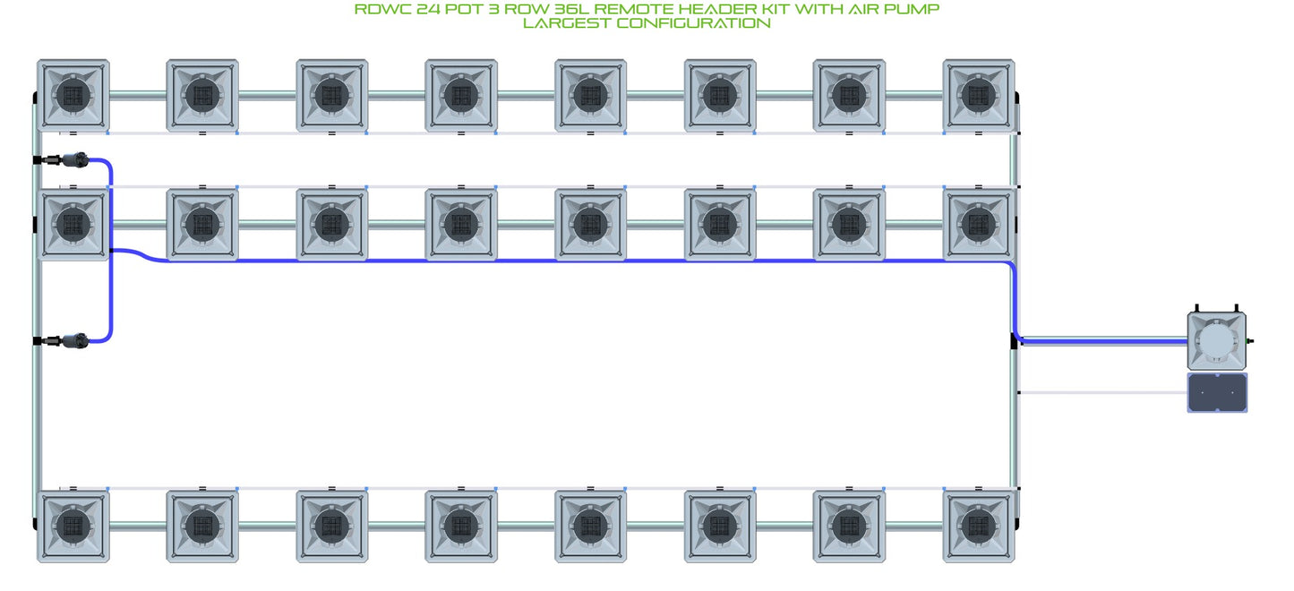 ALIEN Hydroponics RDWC 24 Pot 3 Row 36L Remote Header Kit with Air Pump product image 4