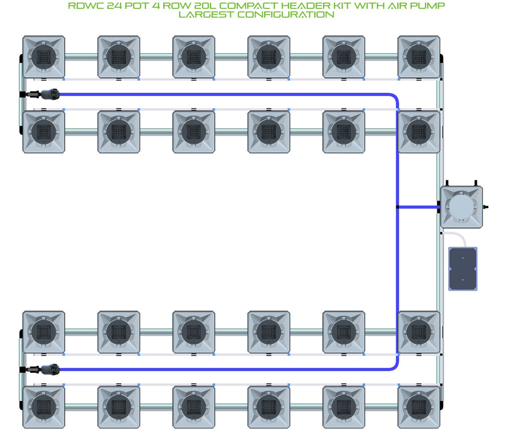ALIEN Hydroponics RDWC 24 Pot 4 Row 20L Compact Header Kit with Air Pump product image 4