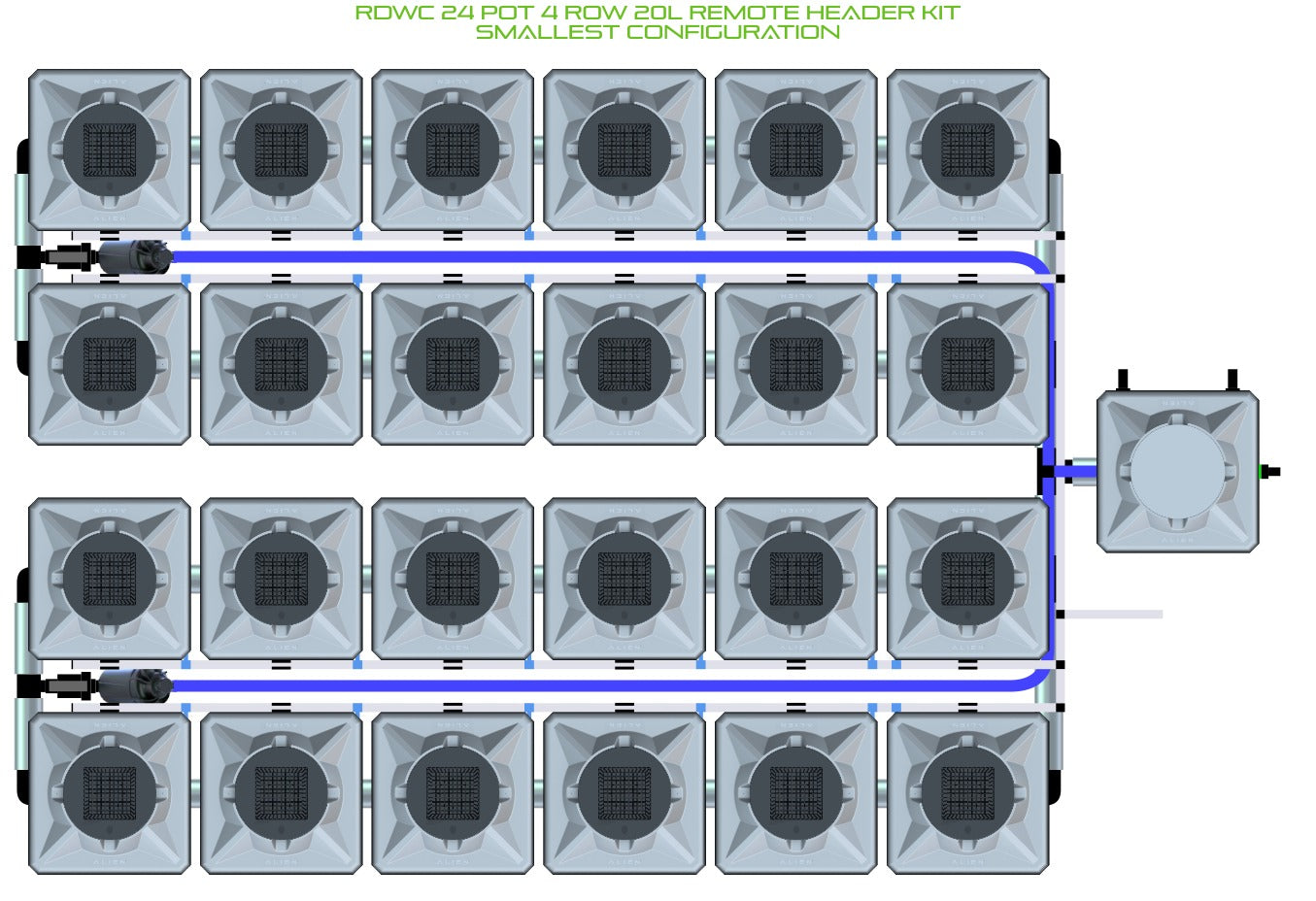 ALIEN Hydroponics RDWC 24 Pot 4 Row 20L Remote Header Kit product image 3