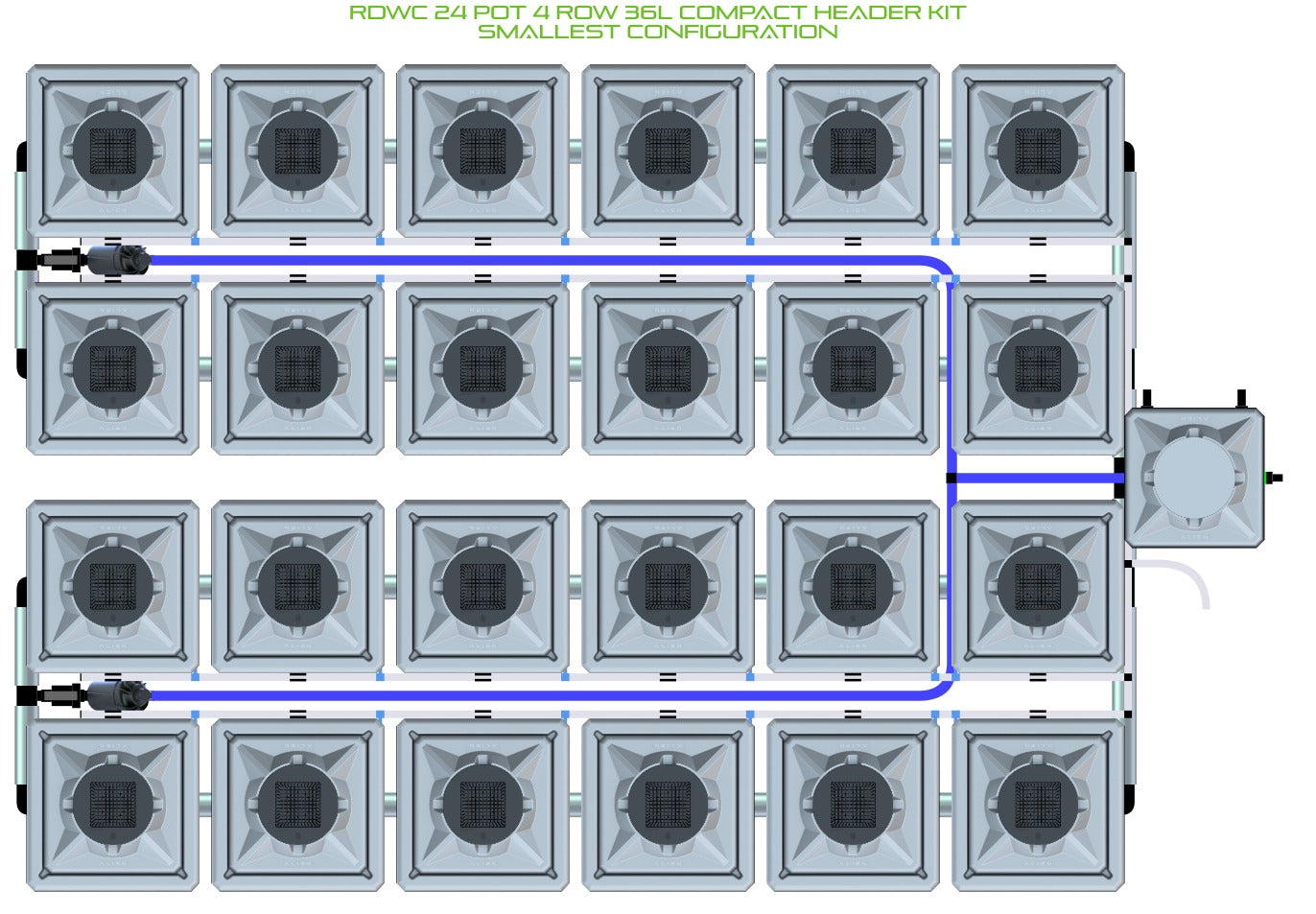 ALIEN Hydroponics RDWC 24 Pot 4 Row 36L Compact Header Kit product image 3