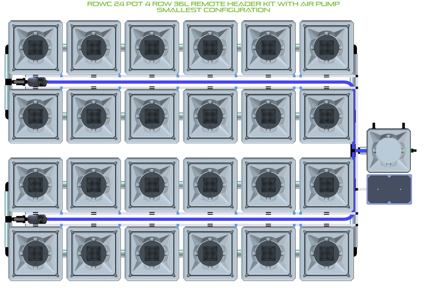 ALIEN Hydroponics RDWC 24 Pot 4 Row 36L Remote Header Kit with Air Pump product image 3