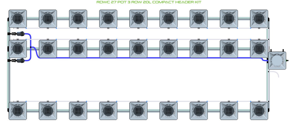 ALIEN Hydroponics RDWC 27 Pot 3 Row 20L Compact Header Kit product image 1