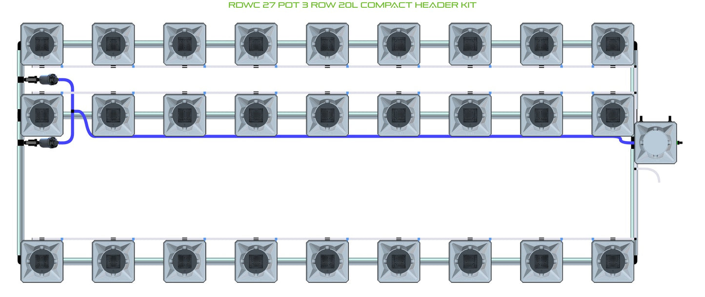 ALIEN Hydroponics RDWC 27 Pot 3 Row 20L Compact Header Kit product image 1