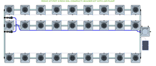 ALIEN Hydroponics RDWC 27 Pot 3 Row 20L Compact Header Kit with Air Pump product image 1