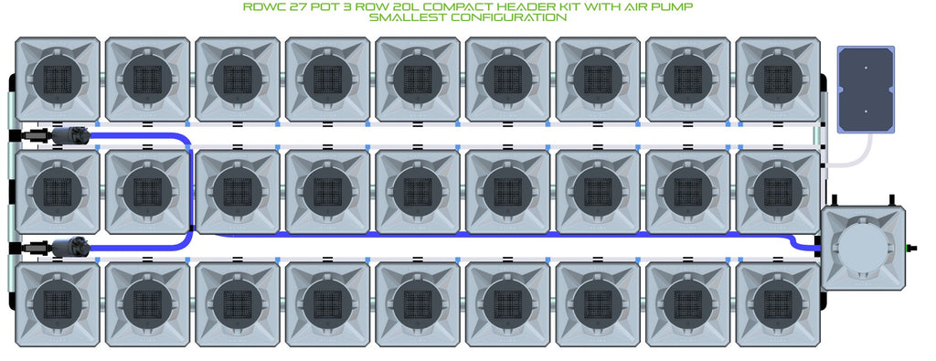 ALIEN Hydroponics RDWC 27 Pot 3 Row 20L Compact Header Kit with Air Pump product image 3