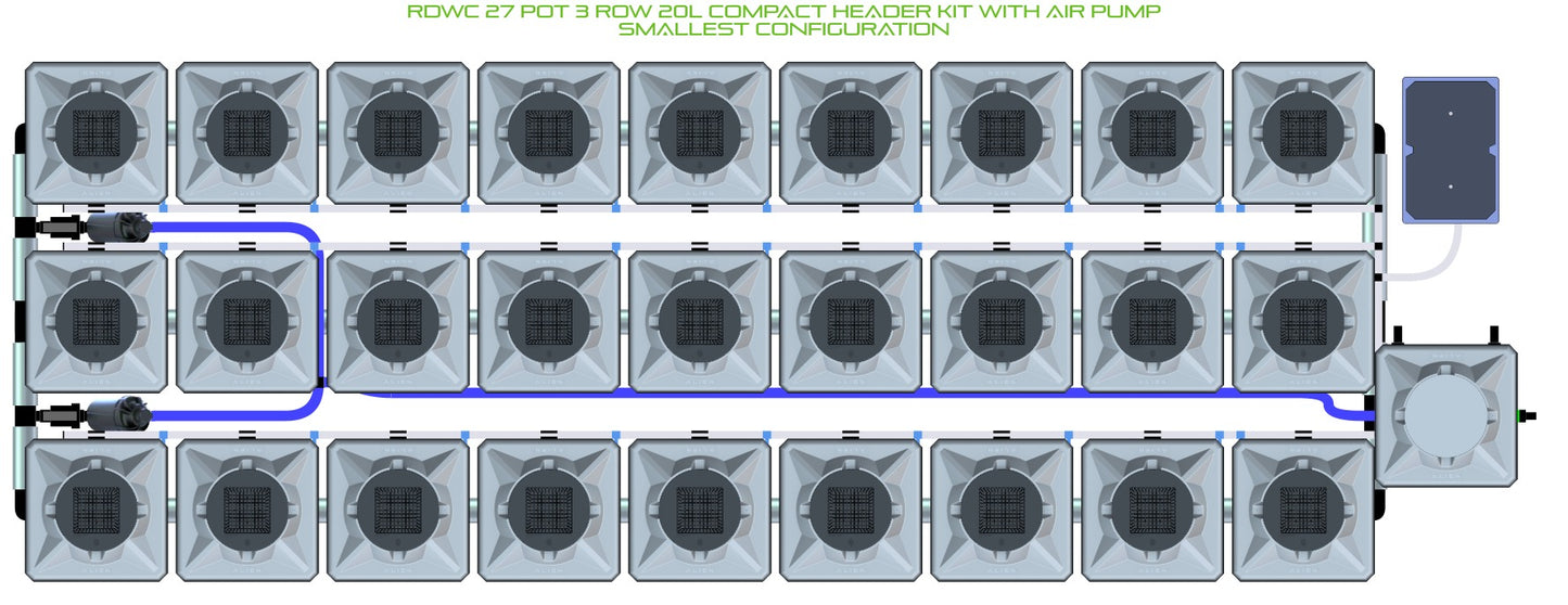 ALIEN Hydroponics RDWC 27 Pot 3 Row 20L Compact Header Kit with Air Pump product image 3