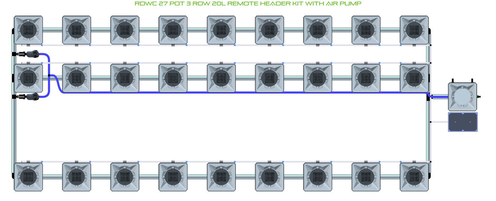 ALIEN Hydroponics RDWC 27 Pot 3 Row 20L Remote Header Kit with Air Pump product image 1