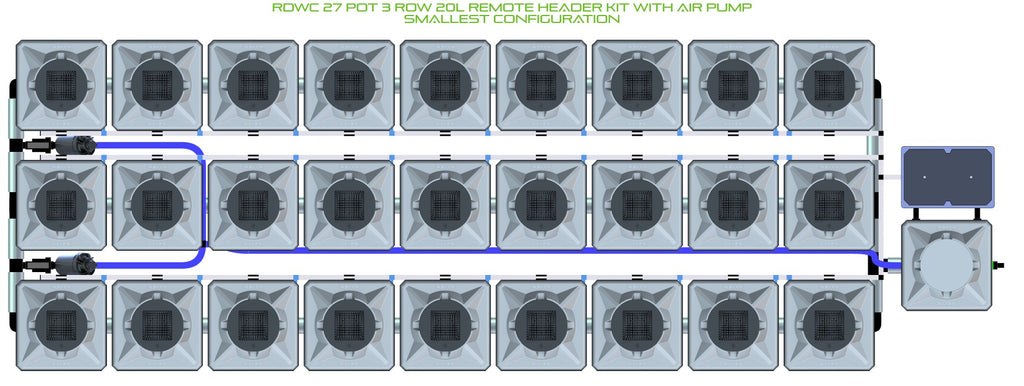 ALIEN Hydroponics RDWC 27 Pot 3 Row 20L Remote Header Kit with Air Pump product image 3