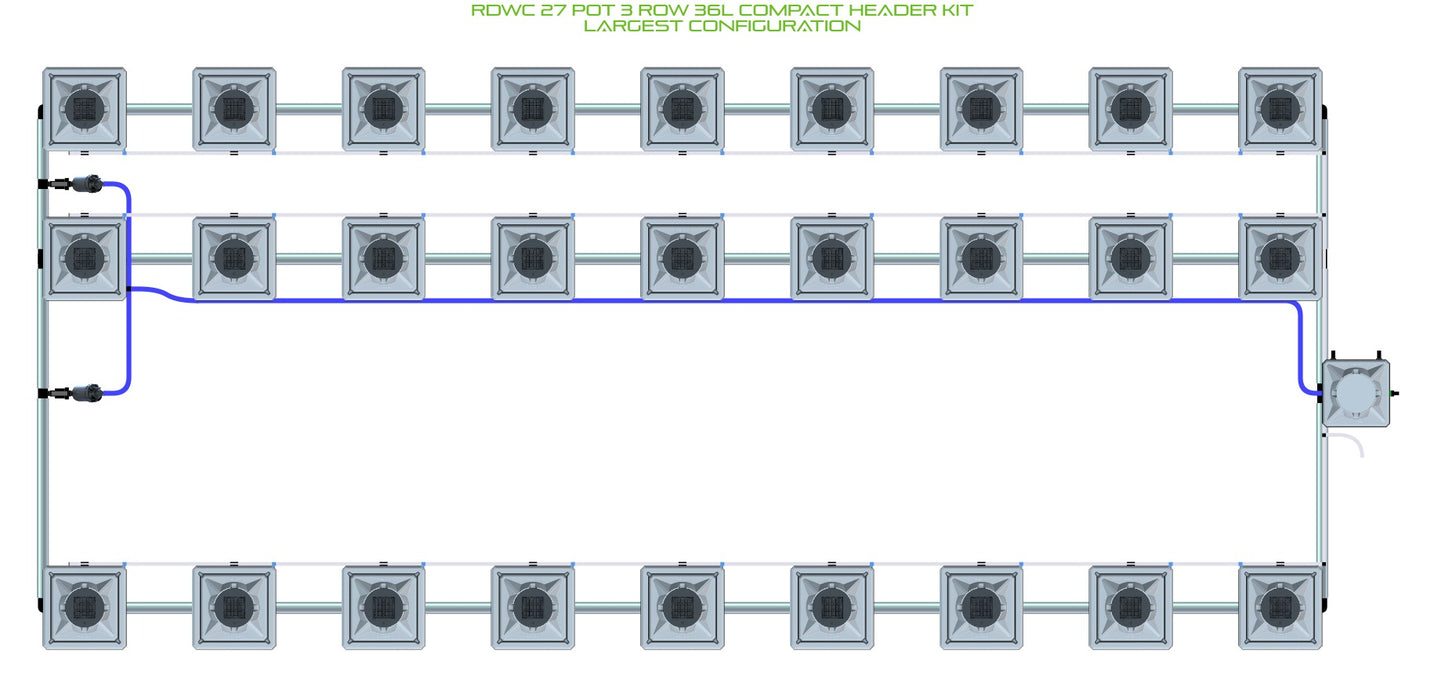 ALIEN Hydroponics RDWC 27 Pot 3 Row 36L Compact Header Kit product image 4