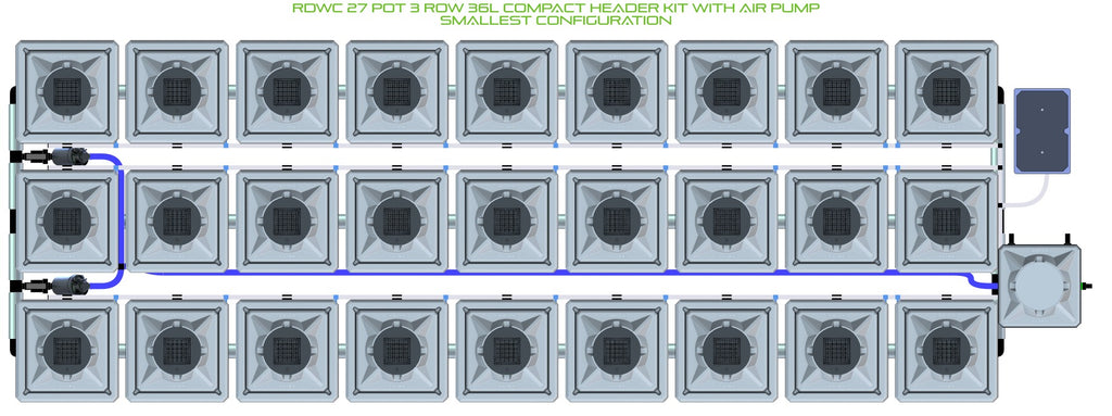 ALIEN Hydroponics RDWC 27 Pot 3 Row 36L Compact Header Kit with Air Pump product image 3