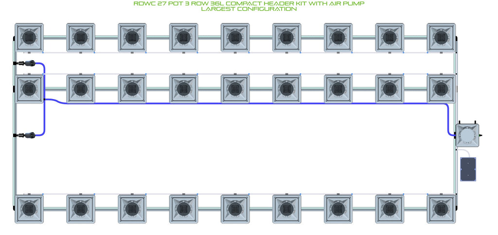 ALIEN Hydroponics RDWC 27 Pot 3 Row 36L Compact Header Kit with Air Pump product image 4