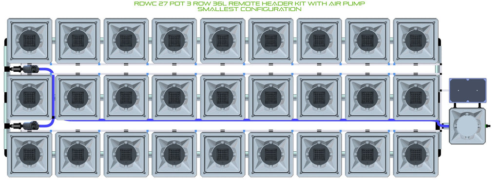 ALIEN Hydroponics RDWC 27 Pot 3 Row 36L Remote Header Kit with Air Pump product image 3