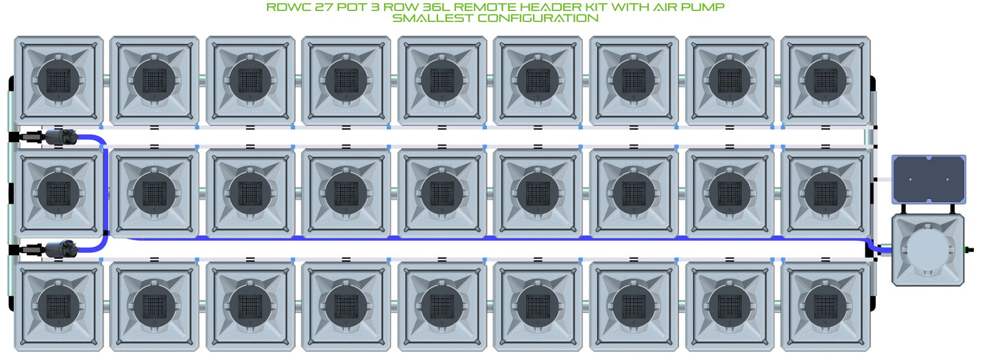 ALIEN Hydroponics RDWC 27 Pot 3 Row 36L Remote Header Kit with Air Pump product image 3