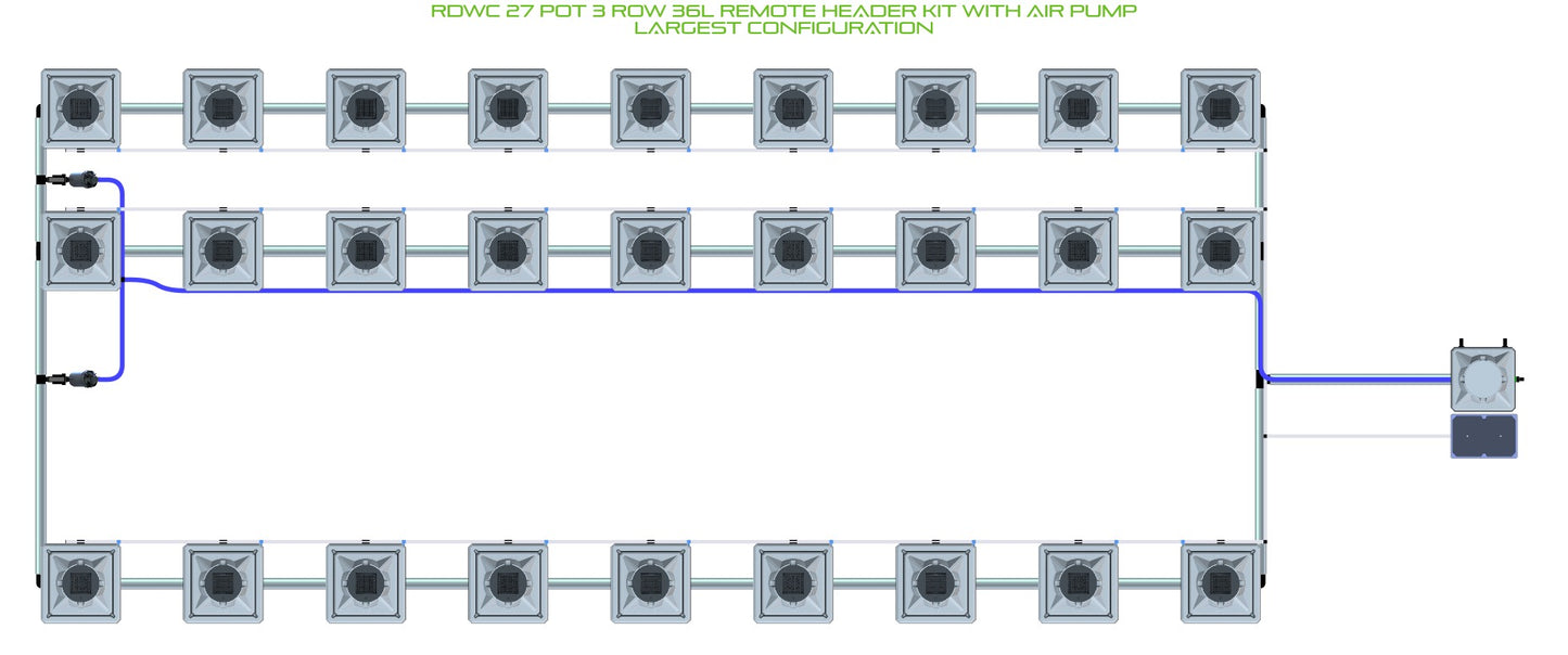ALIEN Hydroponics RDWC 27 Pot 3 Row 36L Remote Header Kit with Air Pump product image 4