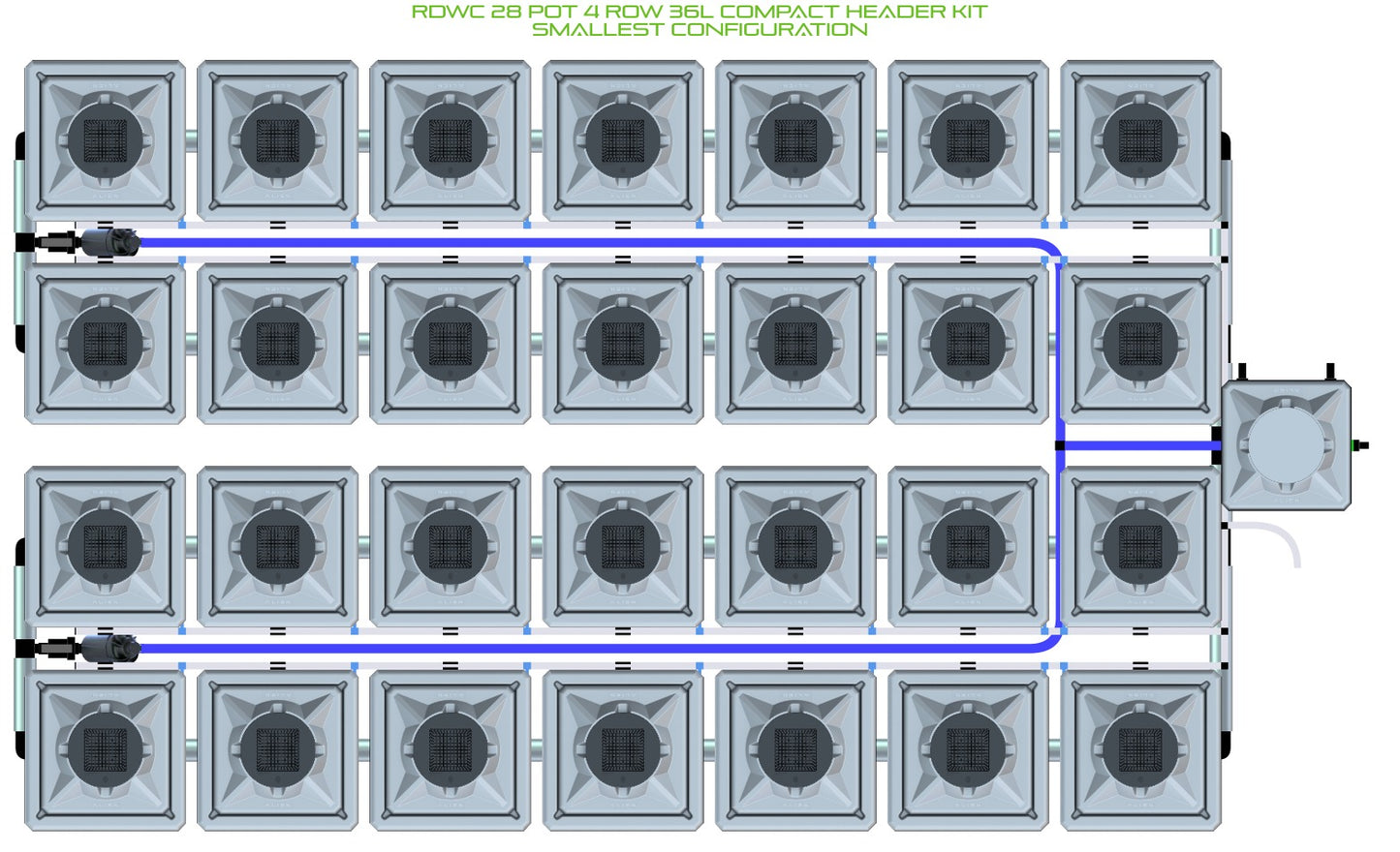 ALIEN Hydroponics RDWC 28 Pot 4 Row 36L Compact Header Kit product image 3