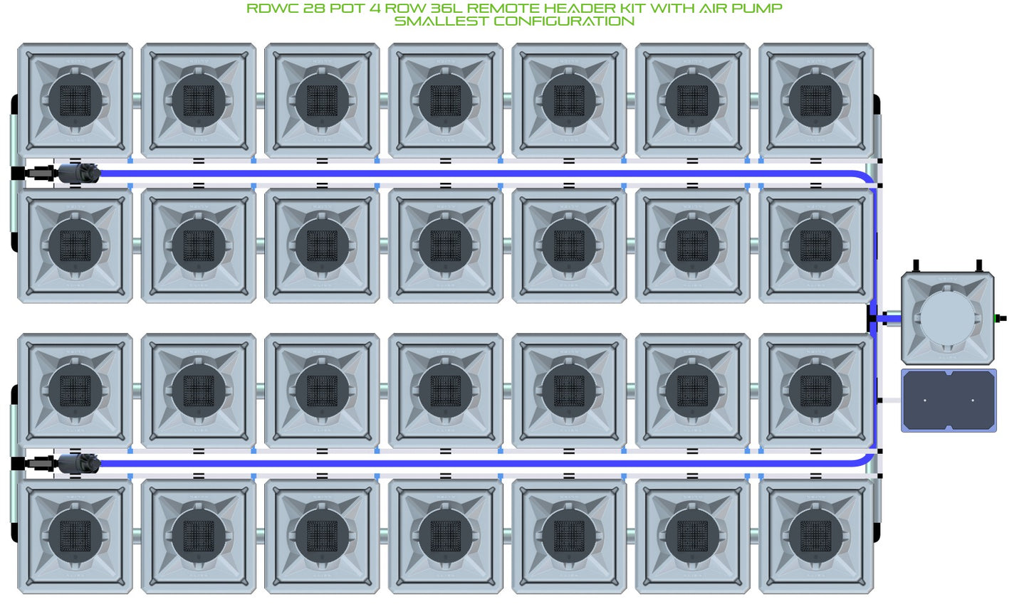 ALIEN Hydroponics RDWC 28 Pot 4 Row 36L Remote Header Kit with Air Pump product image 3
