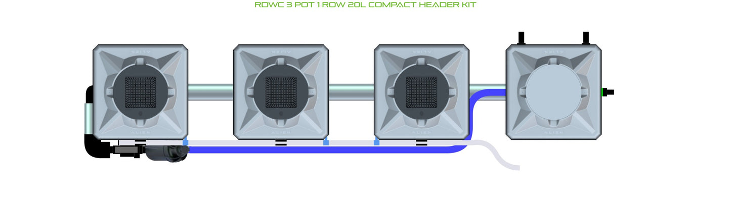 ALIEN Hydroponics RDWC 3 Pot 1 Row 20L Compact Header Kit product image 2