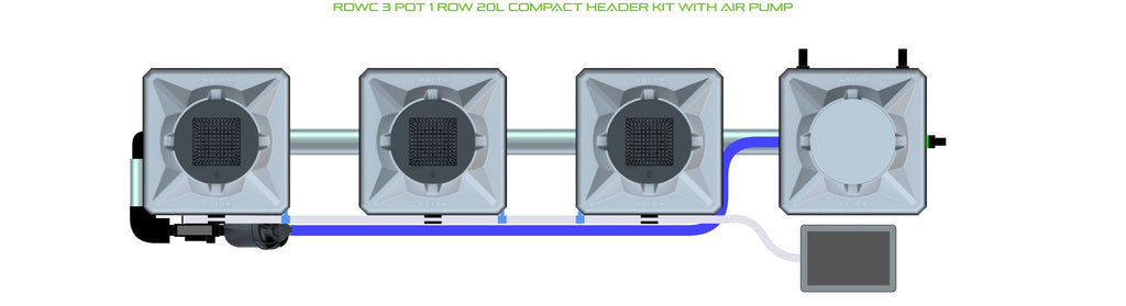 ALIEN Hydroponics RDWC 3 Pot 1 Row 20L Compact Header Kit with Air Pump product image 2
