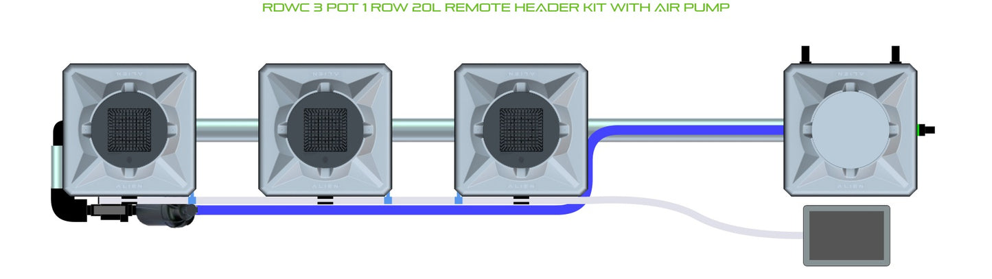 ALIEN Hydroponics RDWC 3 Pot 1 Row 20L Remote Header Kit with Air Pump product image 2