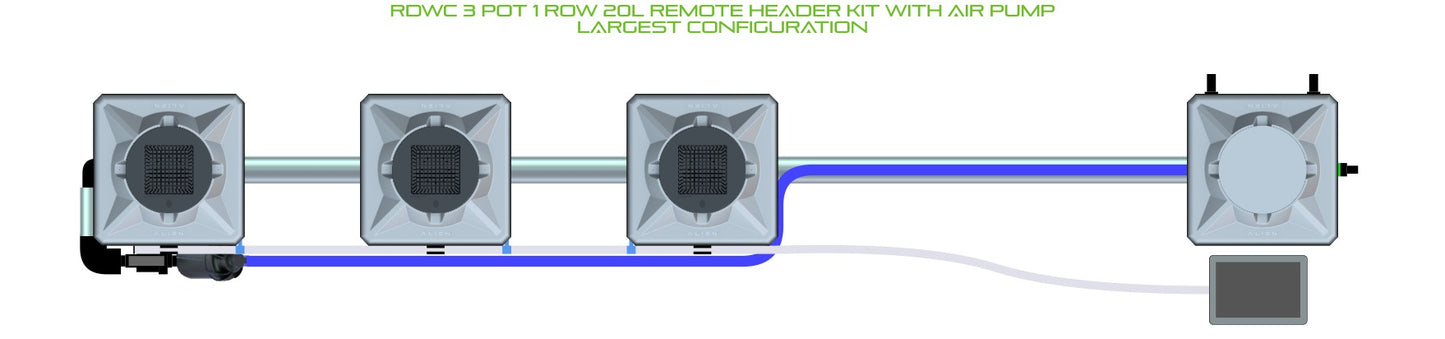ALIEN Hydroponics RDWC 3 Pot 1 Row 20L Remote Header Kit with Air Pump product image 4