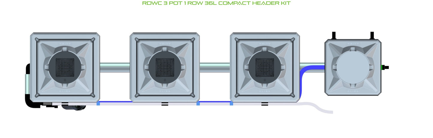 ALIEN Hydroponics RDWC 3 Pot 1 Row 36L Compact Header Kit product image 2