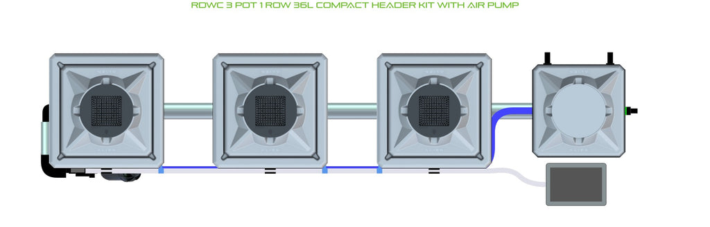 ALIEN Hydroponics RDWC 3 Pot 1 Row 36L Compact Header Kit with Air Pump product image 2