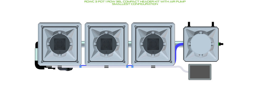 ALIEN Hydroponics RDWC 3 Pot 1 Row 36L Compact Header Kit with Air Pump product image 3