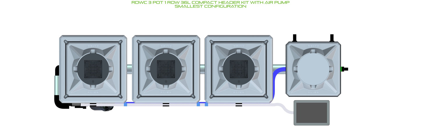 ALIEN Hydroponics RDWC 3 Pot 1 Row 36L Compact Header Kit with Air Pump product image 3