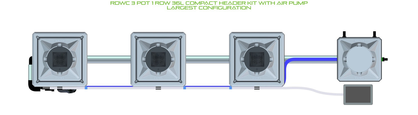 ALIEN Hydroponics RDWC 3 Pot 1 Row 36L Compact Header Kit with Air Pump product image 4