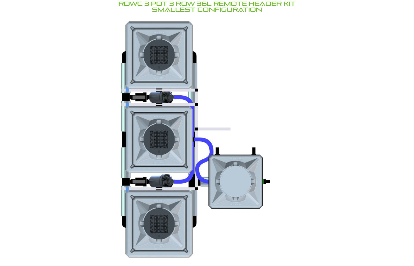 ALIEN Hydroponics RDWC 3 Pot 3 Row 36L Remote Header Kit product image 3