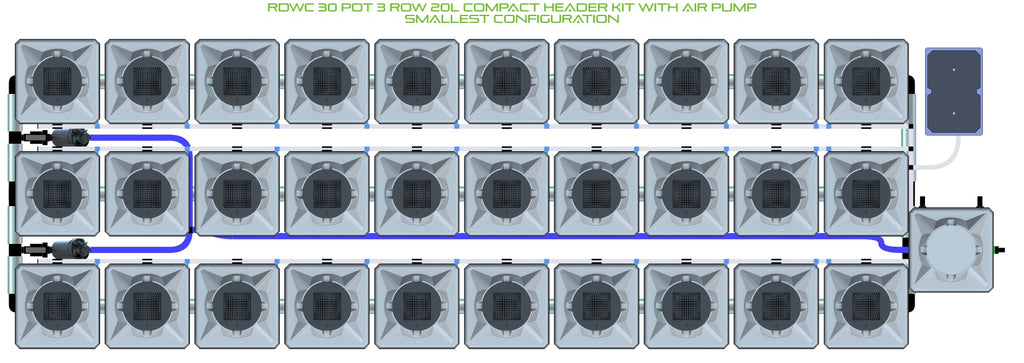 ALIEN Hydroponics RDWC 30 Pot 3 Row 20L Compact Header Kit with Air Pump product image 3