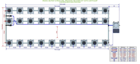 ALIEN Hydroponics RDWC 30 Pot 3 Row 20L Remote Header Kit with Air Pump product image 1