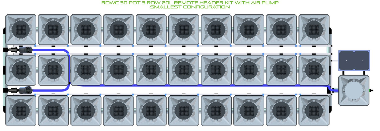 ALIEN Hydroponics RDWC 30 Pot 3 Row 20L Remote Header Kit with Air Pump product image 3