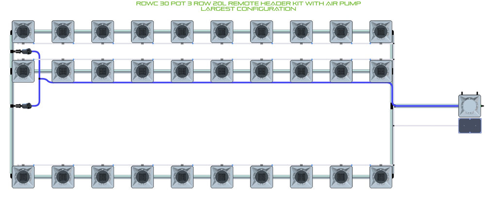 ALIEN Hydroponics RDWC 30 Pot 3 Row 20L Remote Header Kit with Air Pump product image 4