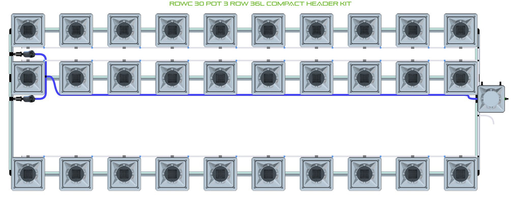 ALIEN Hydroponics RDWC 30 Pot 3 Row 36L Compact Header Kit product image 1