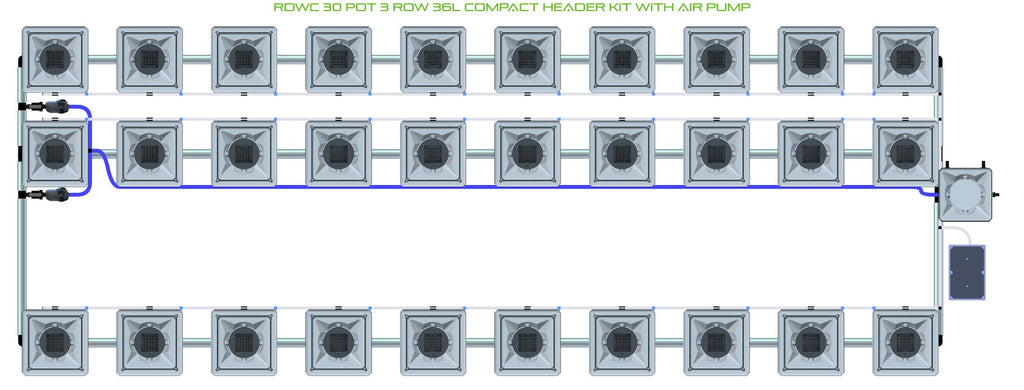 ALIEN Hydroponics RDWC 30 Pot 3 Row 36L Compact Header Kit with Air Pump product image 1