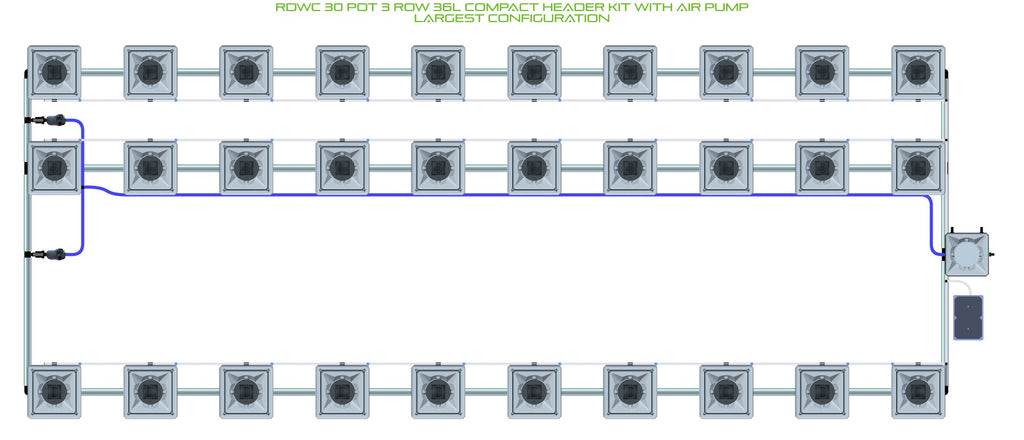 ALIEN Hydroponics RDWC 30 Pot 3 Row 36L Compact Header Kit with Air Pump product image 4