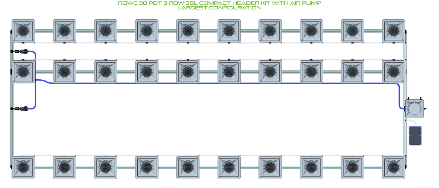 ALIEN Hydroponics RDWC 30 Pot 3 Row 36L Compact Header Kit with Air Pump product image 4