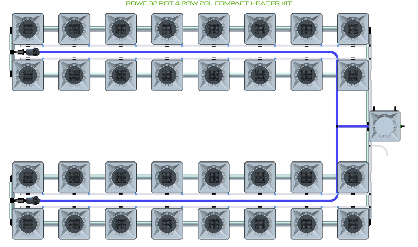 ALIEN Hydroponics RDWC 32 Pot 4 Row 20L Compact Header Kit product image 1