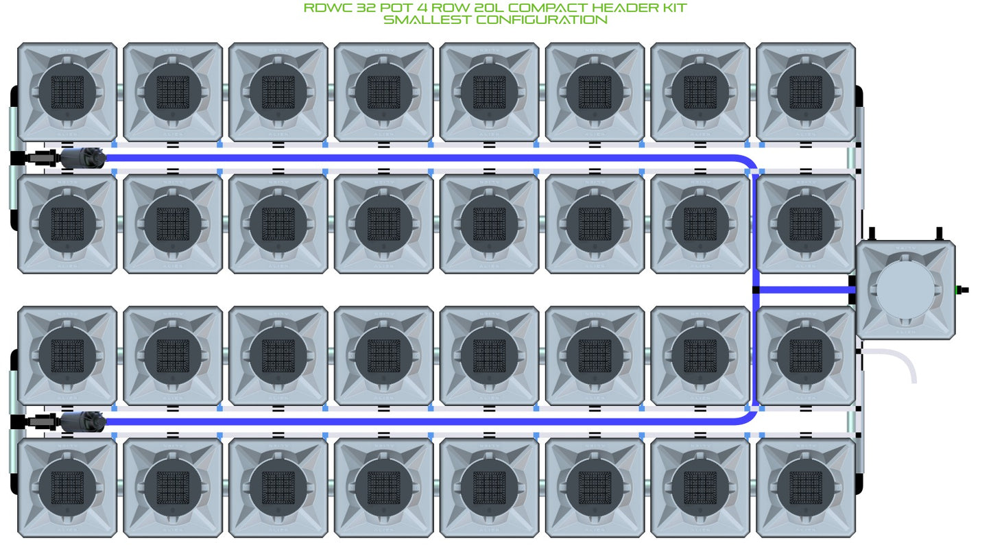 ALIEN Hydroponics RDWC 32 Pot 4 Row 20L Compact Header Kit product image 3