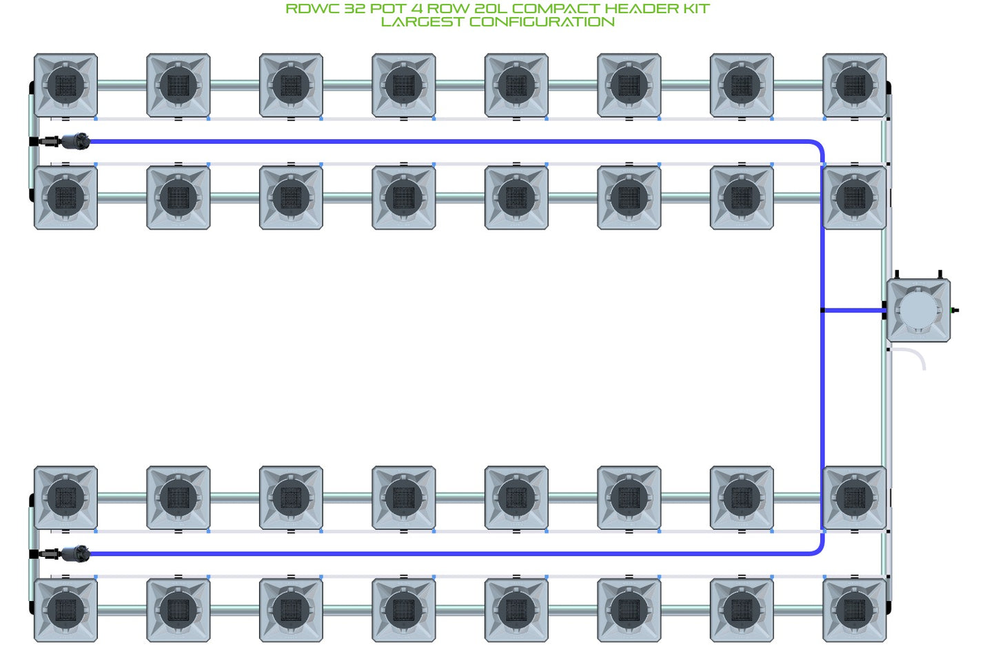 ALIEN Hydroponics RDWC 32 Pot 4 Row 20L Compact Header Kit product image 4