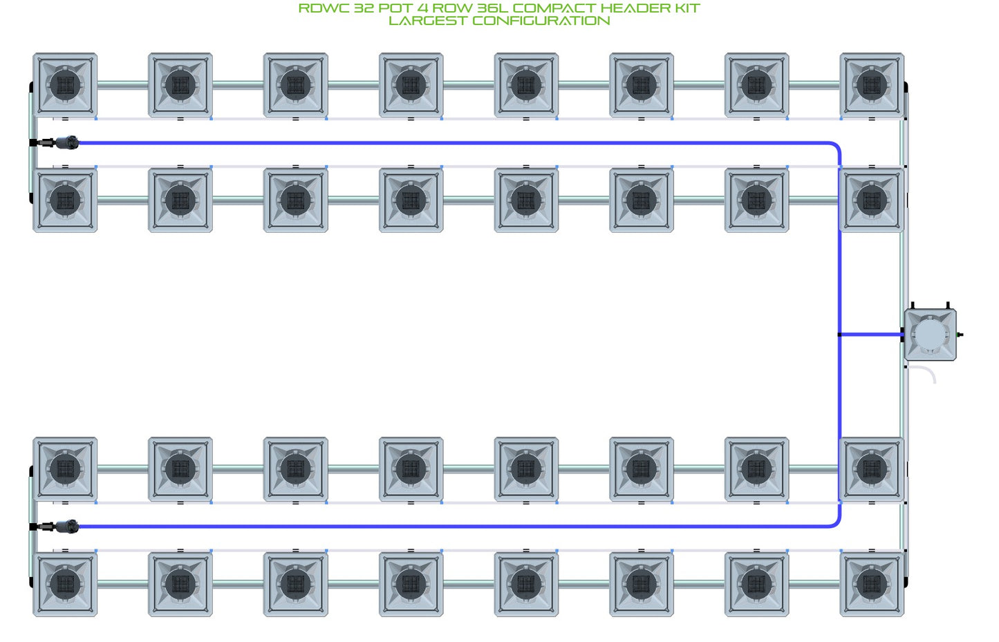 ALIEN Hydroponics RDWC 32 Pot 4 Row 36L Compact Header Kit product image 4