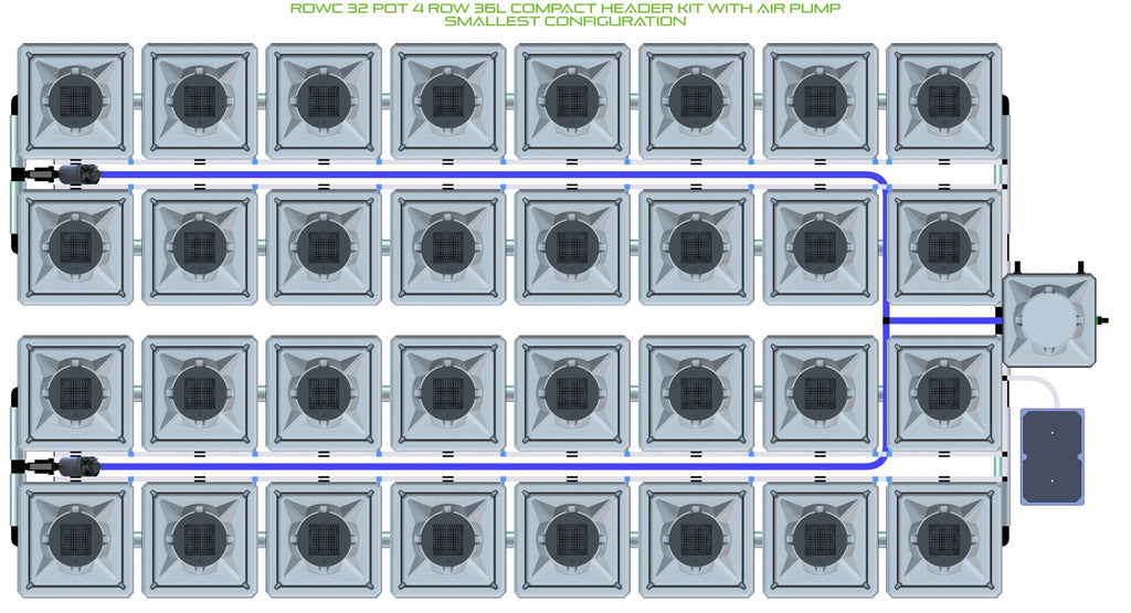 ALIEN Hydroponics RDWC 32 Pot 4 Row 36L Compact Header Kit with Air Pump product image 3