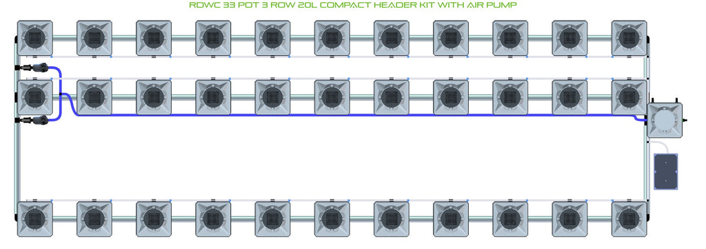 ALIEN Hydroponics RDWC 33 Pot 3 Row 20L Compact Header Kit with Air Pump product image 2