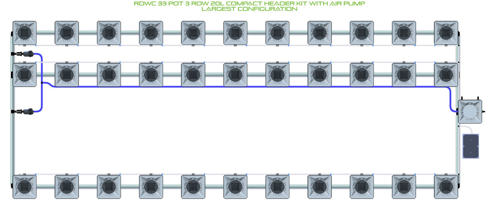 ALIEN Hydroponics RDWC 33 Pot 3 Row 20L Compact Header Kit with Air Pump product image 4