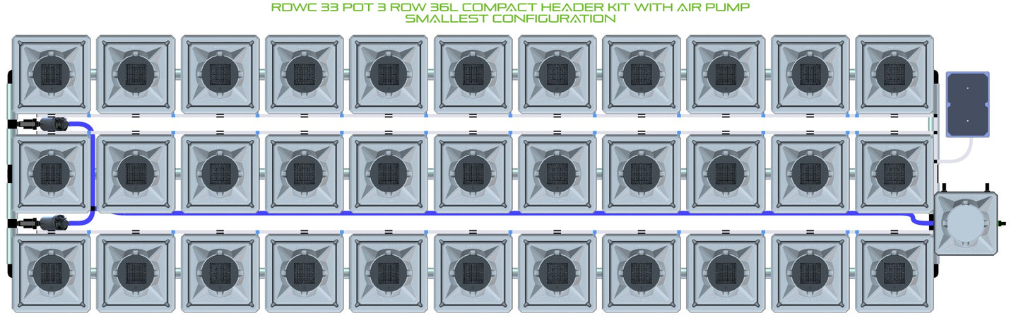 ALIEN Hydroponics RDWC 33 Pot 3 Row 36L Compact Header Kit with Air Pump product image 3