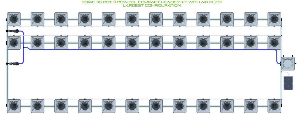 ALIEN Hydroponics RDWC 36 Pot 3 Row 20L Compact Header Kit with Air Pump product image 4