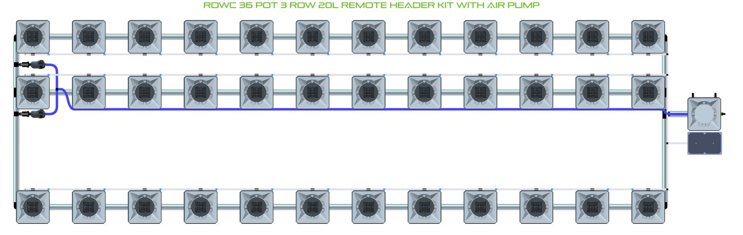 ALIEN Hydroponics RDWC 36 Pot 3 Row 20L Remote Header Kit with Air Pump product image 2