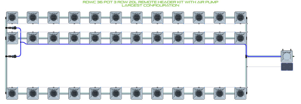 ALIEN Hydroponics RDWC 36 Pot 3 Row 20L Remote Header Kit with Air Pump product image 4