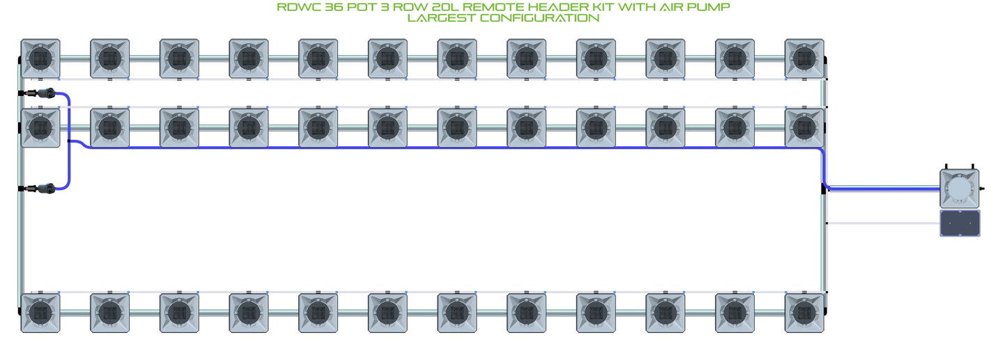 ALIEN Hydroponics RDWC 36 Pot 3 Row 20L Remote Header Kit with Air Pump product image 4